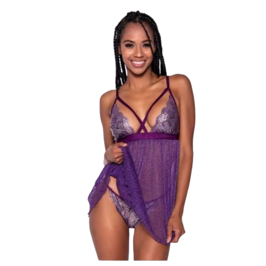 Soarkling Lace & Mesh Babydoll